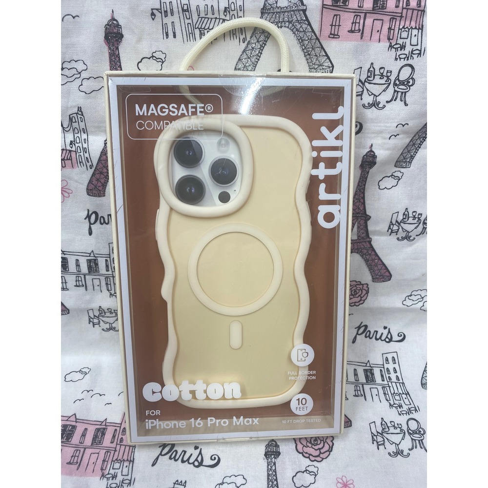 Artikl Cotton iPhone 16 Pro Max Case MagSafe Wavy Scalloped Cream Off-White